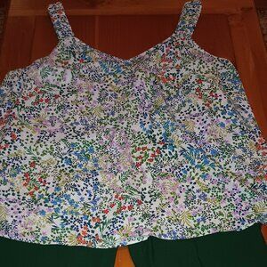 Floral Print V-Neck Tank Top in Multi